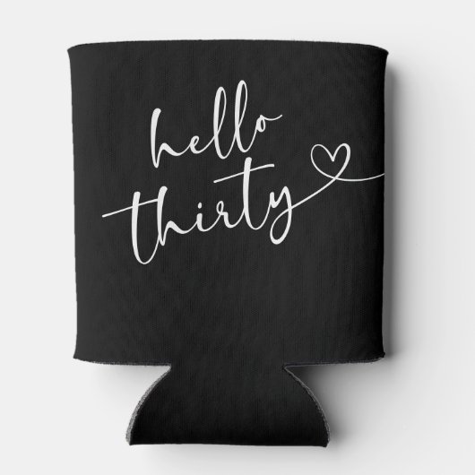 Modern Black and white Hello 30 Birthday 缶クーラー (裏面)