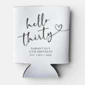 Modern Black and white Hello 30 Birthday 缶クーラー (正面)