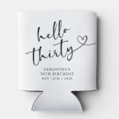 Modern Black and white Hello 30 Birthday 缶クーラー (裏面)