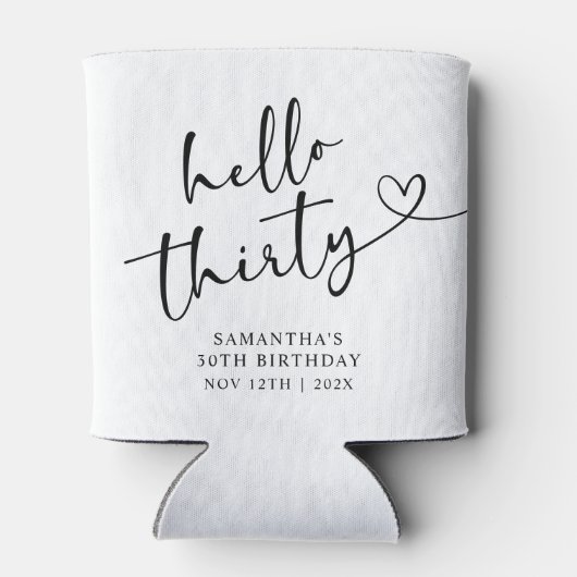 Modern Black and white Hello 30 Birthday 缶クーラー (裏面)