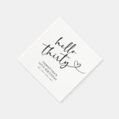 Modern Black and White Hello 30th Birthday スタンダードカクテルナプキン (角)