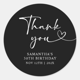Modern Black and White Hello 30th Birthday ラウンドシール