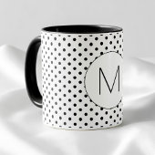 Modern Black and White Initial Monogram Polka Dot マグカップ