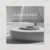 Modern Black and White Interior Designer Photo スクエア名刺 (正面)