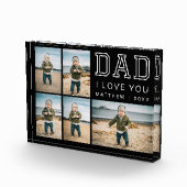 Modern Black and White Keepsake I Love You Dad フォトブロック (右)