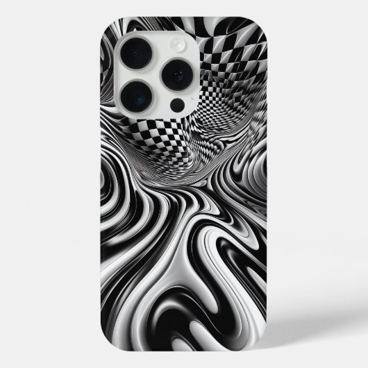 Modern Black and White Liquid Swirl Phone Case  Case-Mate iPhoneケース (裏面)
