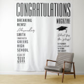 Modern Black And White Magazine Cover Grad Party タペストリー (インサイチュ)