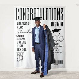 Modern Black And White Magazine Cover Grad Party タペストリー