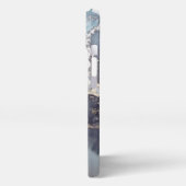 modern black and white marble monogram iPhoneケース (左側面)