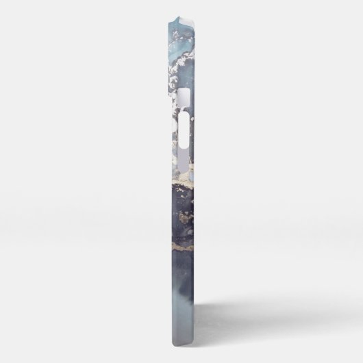 modern black and white marble monogram iPhoneケース (左側面)