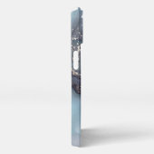 modern black and white marble monogram iPhoneケース (右側面)