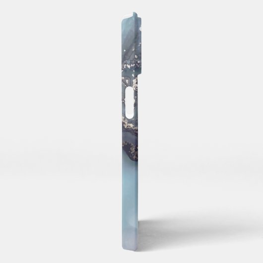 modern black and white marble monogram iPhoneケース (右側面)