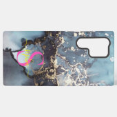 modern black and white marble monogram samsung galaxyケース (裏面横)