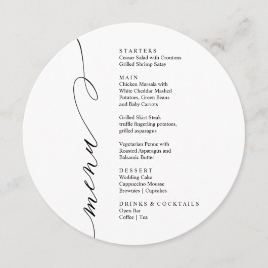Modern black and white menu card メニュー (正面)