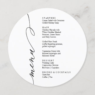 Modern black and white menu card メニュー