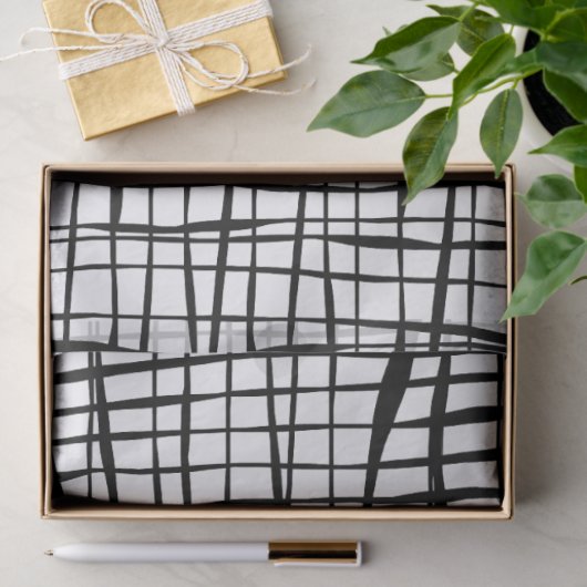 Modern Black and White Mesh Fenced Tissue Paper 薄葉紙 (ギフト)