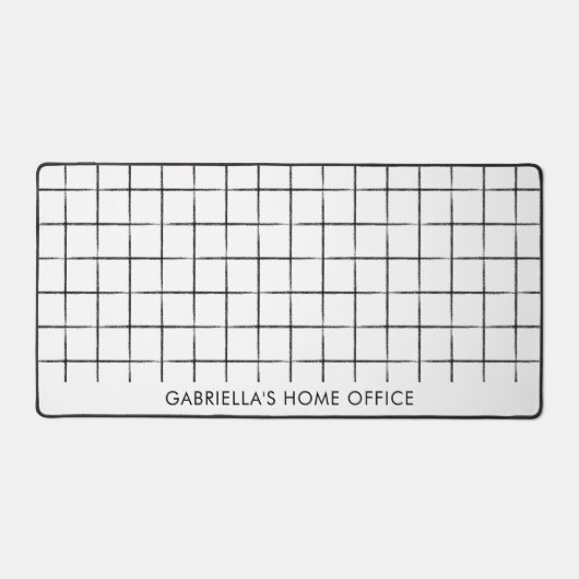 Modern Black And White Minimal Grid Business Name デスクマット (正面)