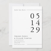 Modern Black and White Minimal Wedding セーブザデート (正面)