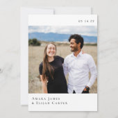 Modern Black and White Minimal Wedding セーブザデート (裏面)