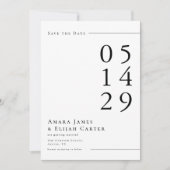 Modern Black and White Minimal Wedding セーブザデート (正面)