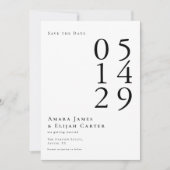 Modern Black and White Minimal Wedding セーブザデート (正面)