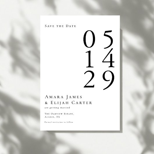 Modern Black and White Minimal Wedding セーブザデート