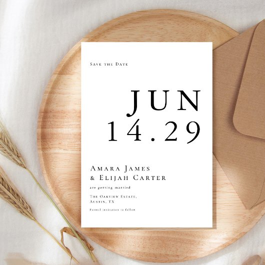 Modern Black and White Minimal Wedding セーブザデート