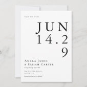 Modern Black and White Minimal Wedding セーブザデート (正面)