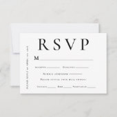 Modern Black and White Minimal Wedding 出欠カード (正面)