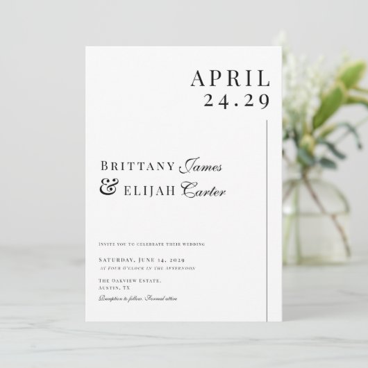 Modern Black and White Minimal Wedding 招待状 (スタンド正面)