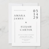 Modern Black and White Minimal Wedding 招待状 (正面)