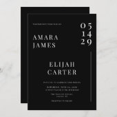 Modern Black and White Minimal Wedding 招待状 (正面/裏面)