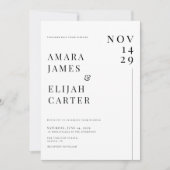 Modern Black and White Minimal Wedding 招待状 (正面)