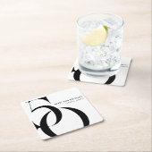 Modern Black and White Minimalist 50th Birthday スクエアペーパーコースター (インサイチュ)