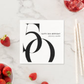 Modern Black and White Minimalist 50th Birthday スタンダードカクテルナプキン (インサイチュ)