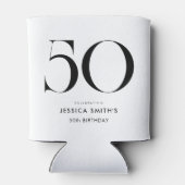 Modern Black and White Minimalist 50th Birthday 缶クーラー (裏面)