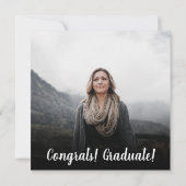 Modern black and white minimalist photo graduation 招待状 (裏面)