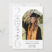 Modern Black and White Minimalist Photo Graduation 招待状 (正面)