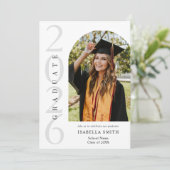 Modern Black and White Minimalist Photo Graduation 招待状 (スタンド正面)