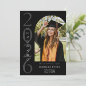 Modern Black and White Minimalist Photo Graduation 招待状 (スタンド正面)