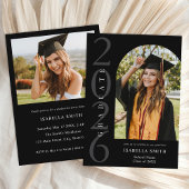 Modern Black and White Minimalist Photo Graduation 招待状