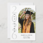 Modern Black and White Minimalist Photo Graduation 案内状 (正面)