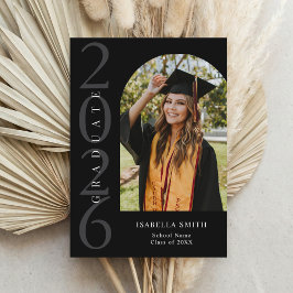 Modern Black and White Minimalist Photo Graduation 案内状