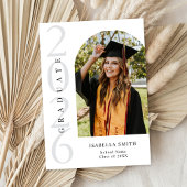 Modern Black and White Minimalist Photo Graduation 案内状