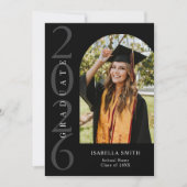 Modern Black and White Minimalist Photo Graduation 案内状 (正面)