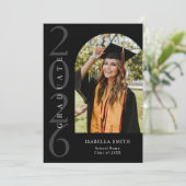 Modern Black and White Minimalist Photo Graduation 案内状 (スタンド正面)