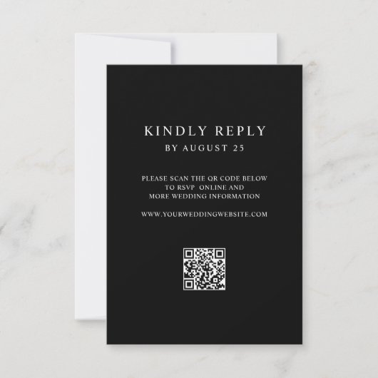 Modern Black and White Minimalist QR Code Wedding  出欠カード (正面)