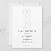 Modern Black and White Minimalist Wedding セーブザデート (正面)