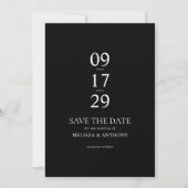 Modern Black and White Minimalist Wedding セーブザデート (正面)