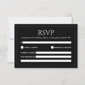 Modern black and white minimalist wedding 出欠カード (正面)